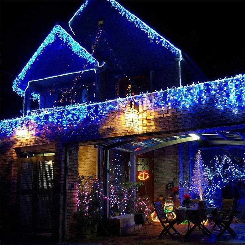 Led Curtain Icicle String Lights 5M Droop 0.4-0.6m Christmas Lights Waterfall Outdoor Decoration For Party Garden Home Wedding