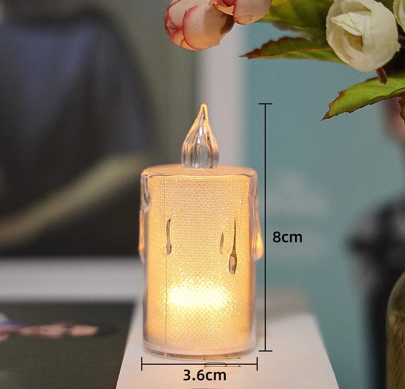 24 Pcs Led Candles Light Flameless Candle Plastic Pillar Flickering Candle Night Light Home Party Ramadan Wedding Xmas Decor