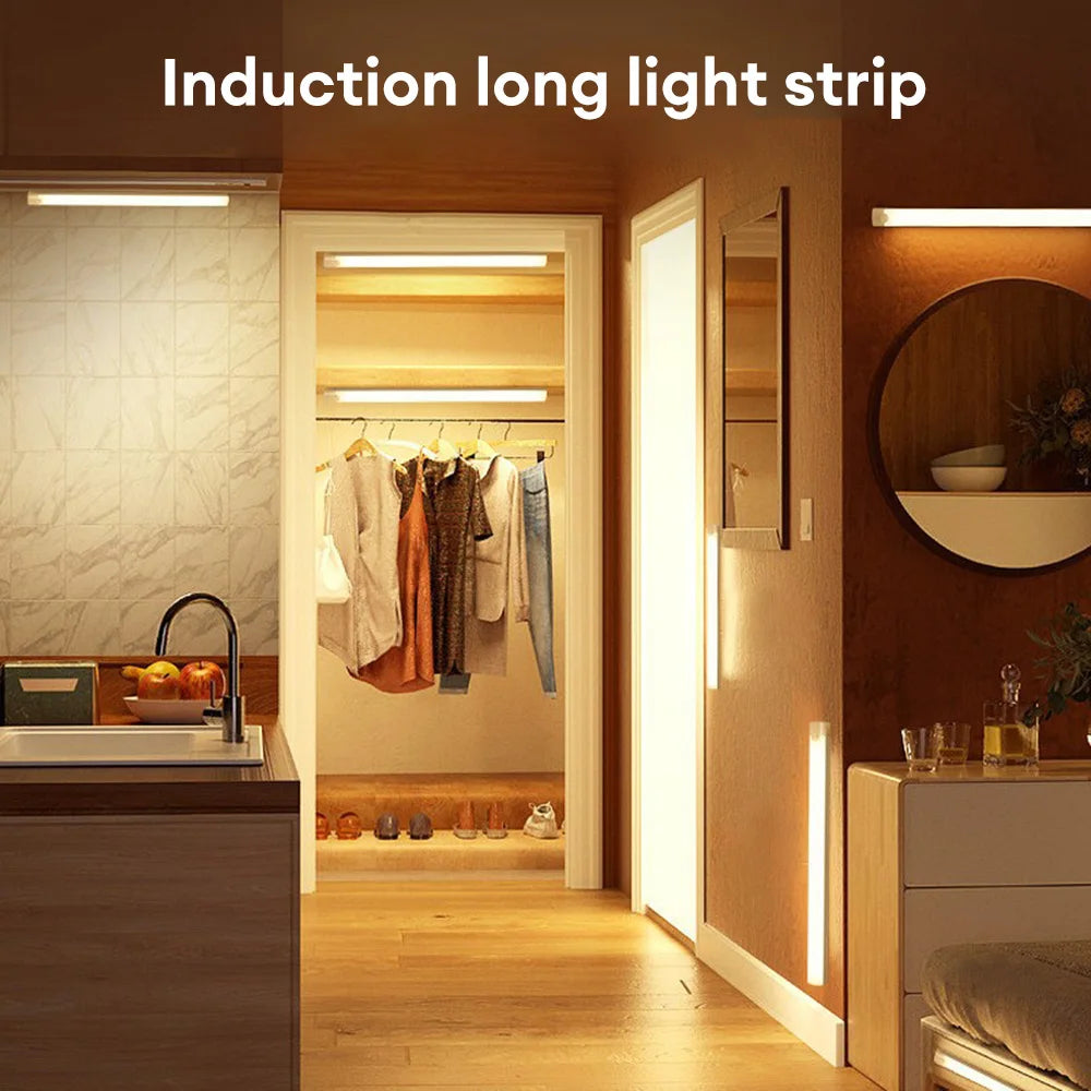 LED Sensor Light Bar 20/30/50CM Magnetic Mounted Rechargeable Motion Sensor Night Light Warm/White Light for Closet Wardrobe