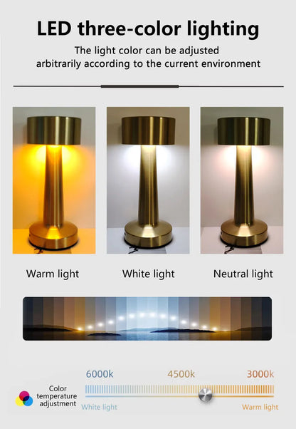 LED Table Light Metal Touch Desktop Decorative Lamp Rechargeable Night Lights For Bar Coffee Table Restaurant Decoration Light