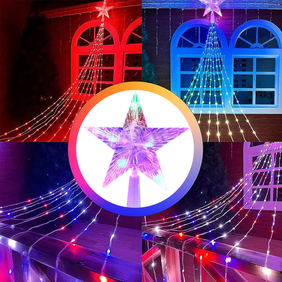 Pentagram Waterproof String Light 3M/2M Led Christmas Tree Waterfall String Lights Home Party Christmas Holiday Ambient Lights