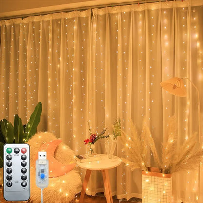 6/3M LED Curtain Garland USB String Lights Fairy Festoon Remote Control New Year Christmas Halloween Decorations for Home Room