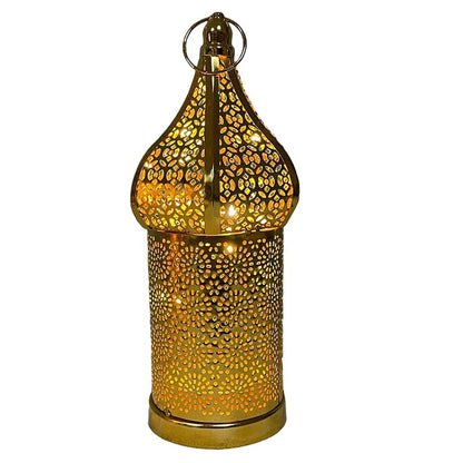 Moroccan Golden Hollow Iron Lantern Ramadan Home Decor Light Ornaments Hanging Lamps Outdoor Yard Garden Art Decoration