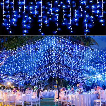 Christmas Lights Outdoor Decoration 5m Droop 0.4-0.6m Led Curtain Icicle String Lights Garden Xmas Party Decorative Lights