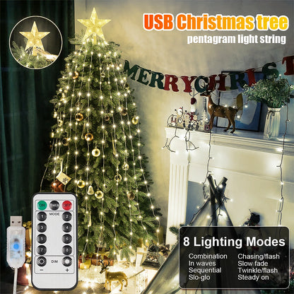 Pentagram Waterproof String Light 3M/2M Led Christmas Tree Waterfall String Lights Home Party Christmas Holiday Ambient Lights