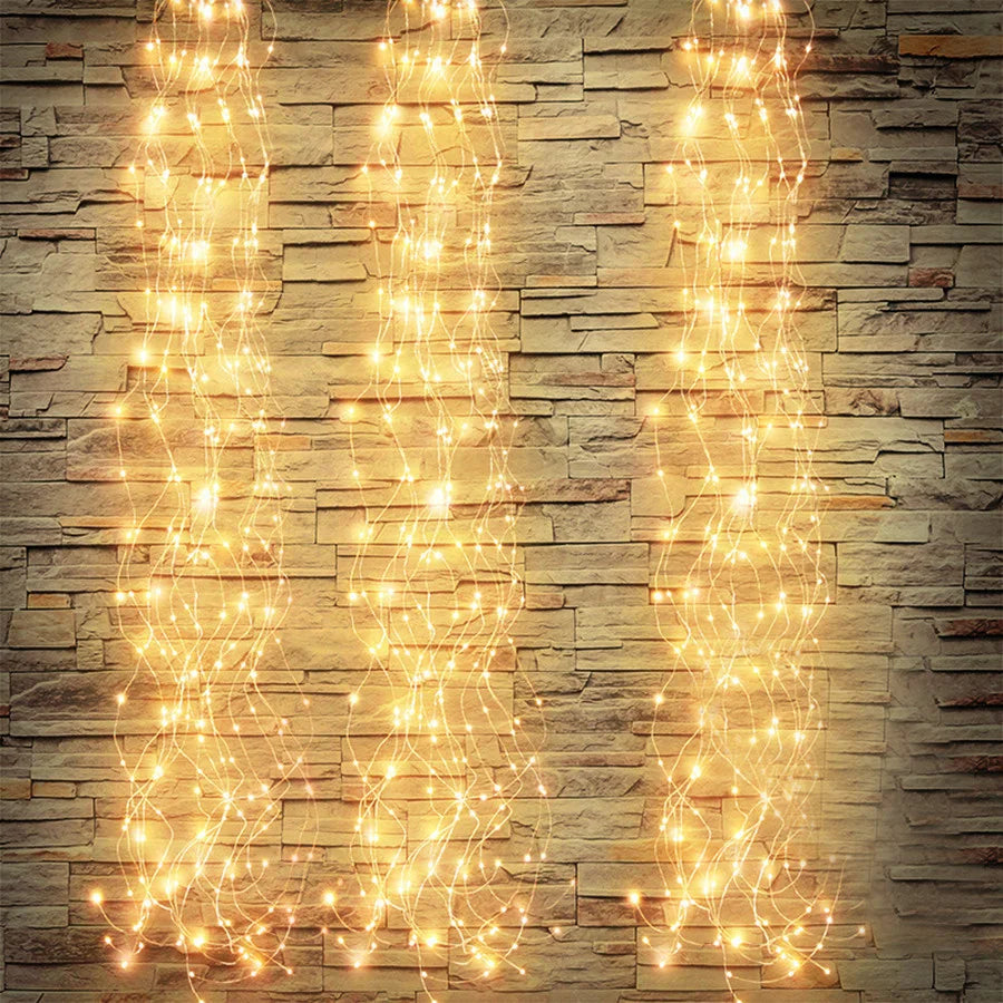 New 100/200LED Copper Wire Tree Vine Waterfall String Lights DIY Christmas Garland Fairy Lights for Party Wedding Holiday Decor