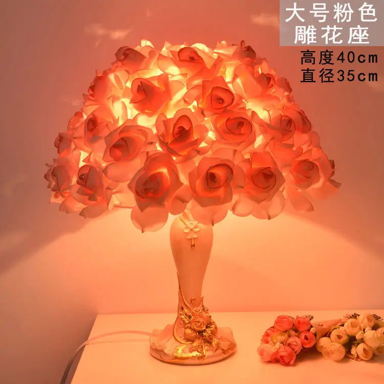 Table Lamp Rose Crystal Table Lamp Wedding Gift Ins Creative Wedding Princess Wedding Room Everlasting Warm Bedroom Bedside Lamp