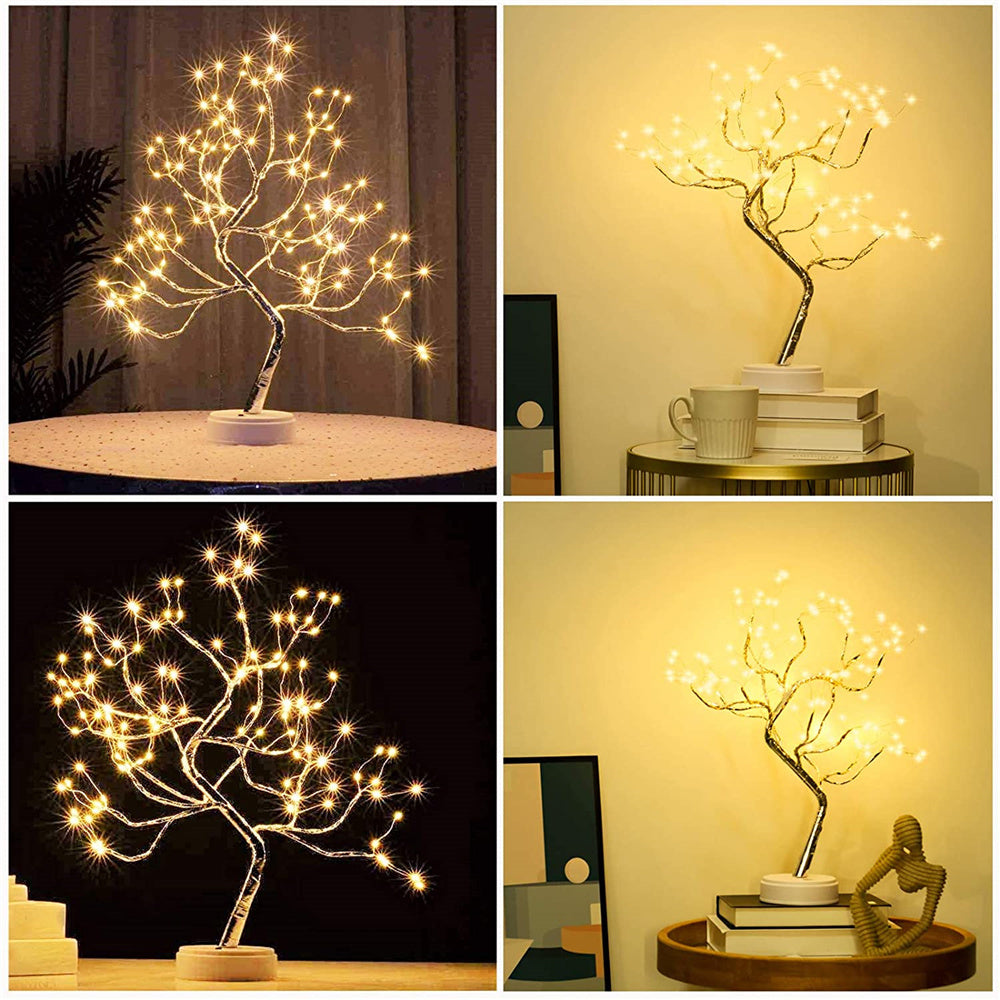 Fairy Tree Table Lamp Battery/USB Copper Wire 108 LED Fire Decorative Desk Night Light Home Bedroom Gifts Christmas Decoration