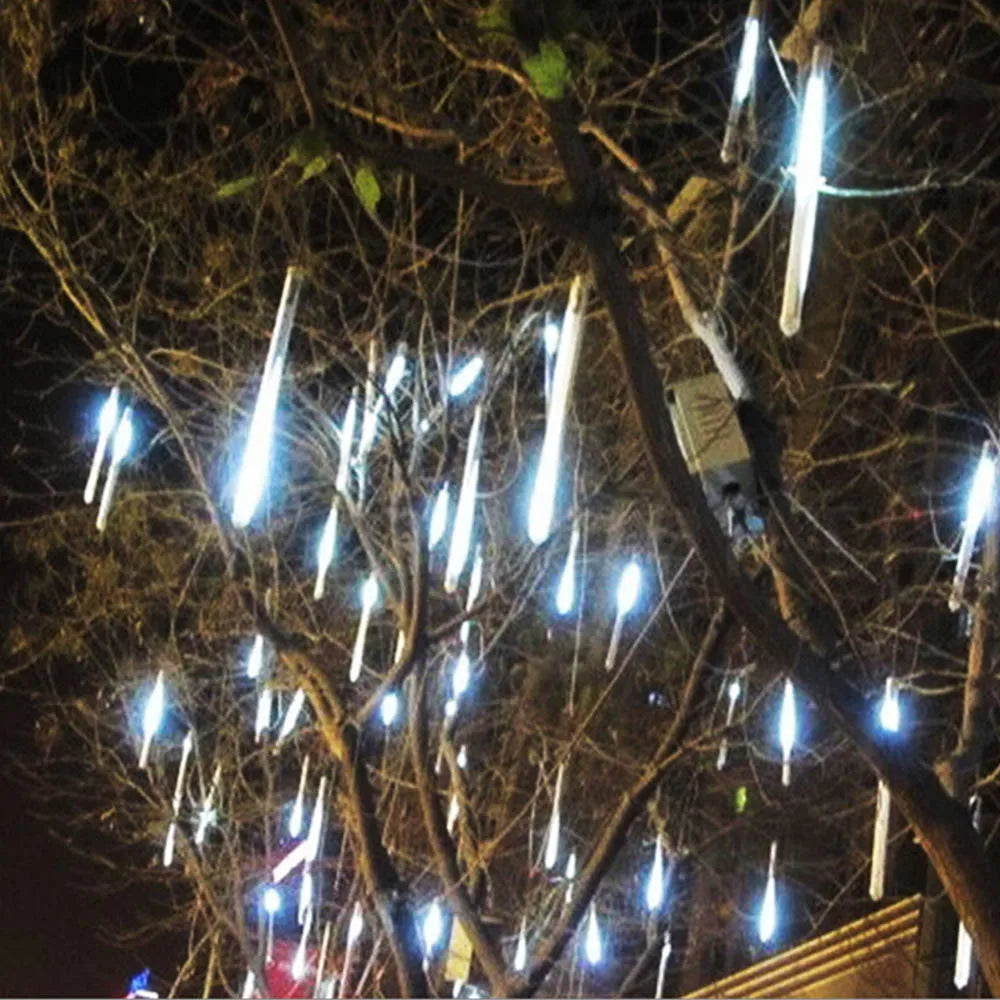 10Tubes Meteor Shower Rain Led String Lights Street Garlands Christmas Tree Decorations for Outdoor New Year Fairy Garden Lights