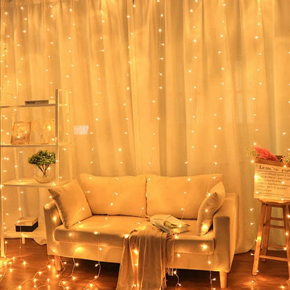 LED Garland Curtain Lights 8 Modes USB Remote Control Fairy Lights String Wedding Christmas Decor for Home Bedroom New Year Lamp