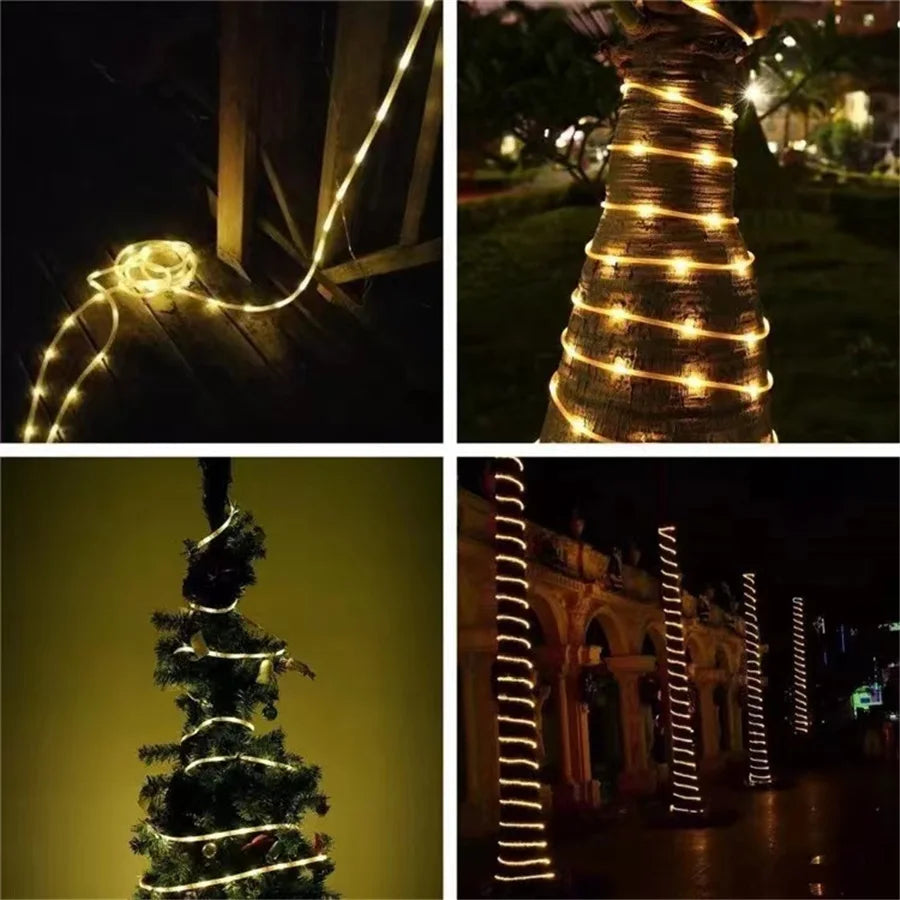 Waterproof Garland 200/300LEDs Tube String Lights Outdoor 8 Modes Christmas Fairy Lights for Garden Party Wedding New Year Decor