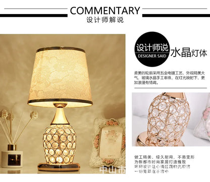 European-Style Crystal Table Lamp Ins Simple Modern Bedroom Warm Romantic Fashion Creative Decorative Bedside Lamp