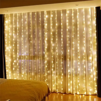 Curtain Light LED Indoor/Outdoor Waterproof 300leds Garland Decoration String Lights Yard Christmas Fairy Garland String Lights