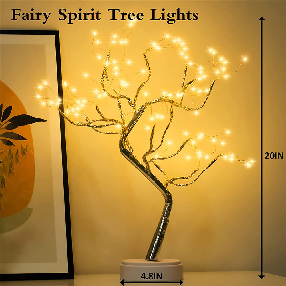 Fairy Tree Table Lamp Battery/USB Copper Wire 108 LED Fire Decorative Desk Night Light Home Bedroom Gifts Christmas Decoration