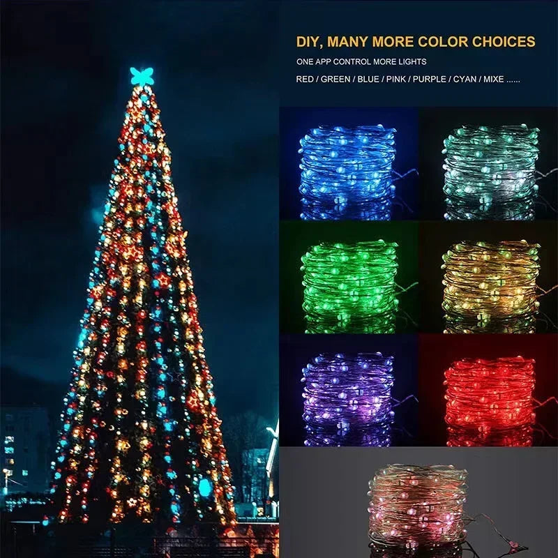 LED Fairy String Light APP Bluetooth Control USB Smart Garland Lamp Festoon Led Outdoor Indoor Bedroom Party RGB Christmas Light