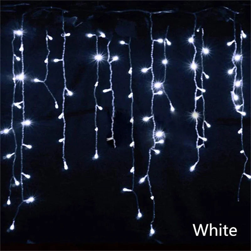 Christmas Lights Outdoor Decoration 5m Droop 0.4-0.6m Led Curtain Icicle String Lights Garden Xmas Party Decorative Lights