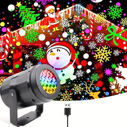 Snowflake Christmas Party Projector Light Stage Rotating LED Lights Santa Claus Outdoor Vacation Garden Lighting Atmosphere Lamp