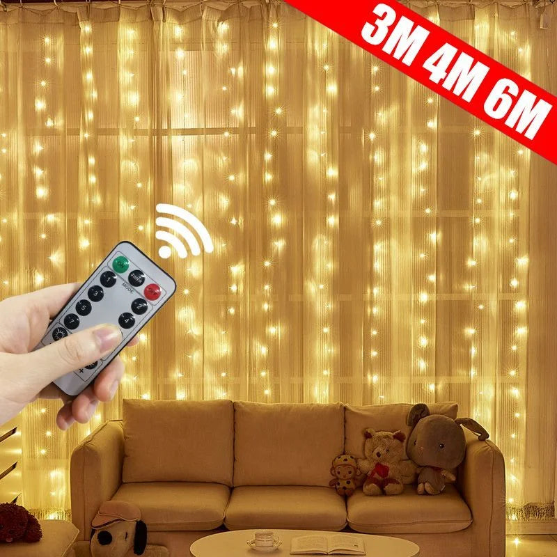 LED Curtain Garland on The Window USB Power Fairy Lights Festoon with Remote New Year Garland Led Lights Christmas Decoration