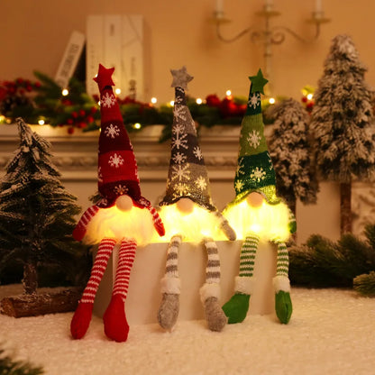 30cm Christmas Doll Elf Gnome with Led Night Light Christmas Decorations for Home Xmas Navidad New Year 2024 Children's Gifts