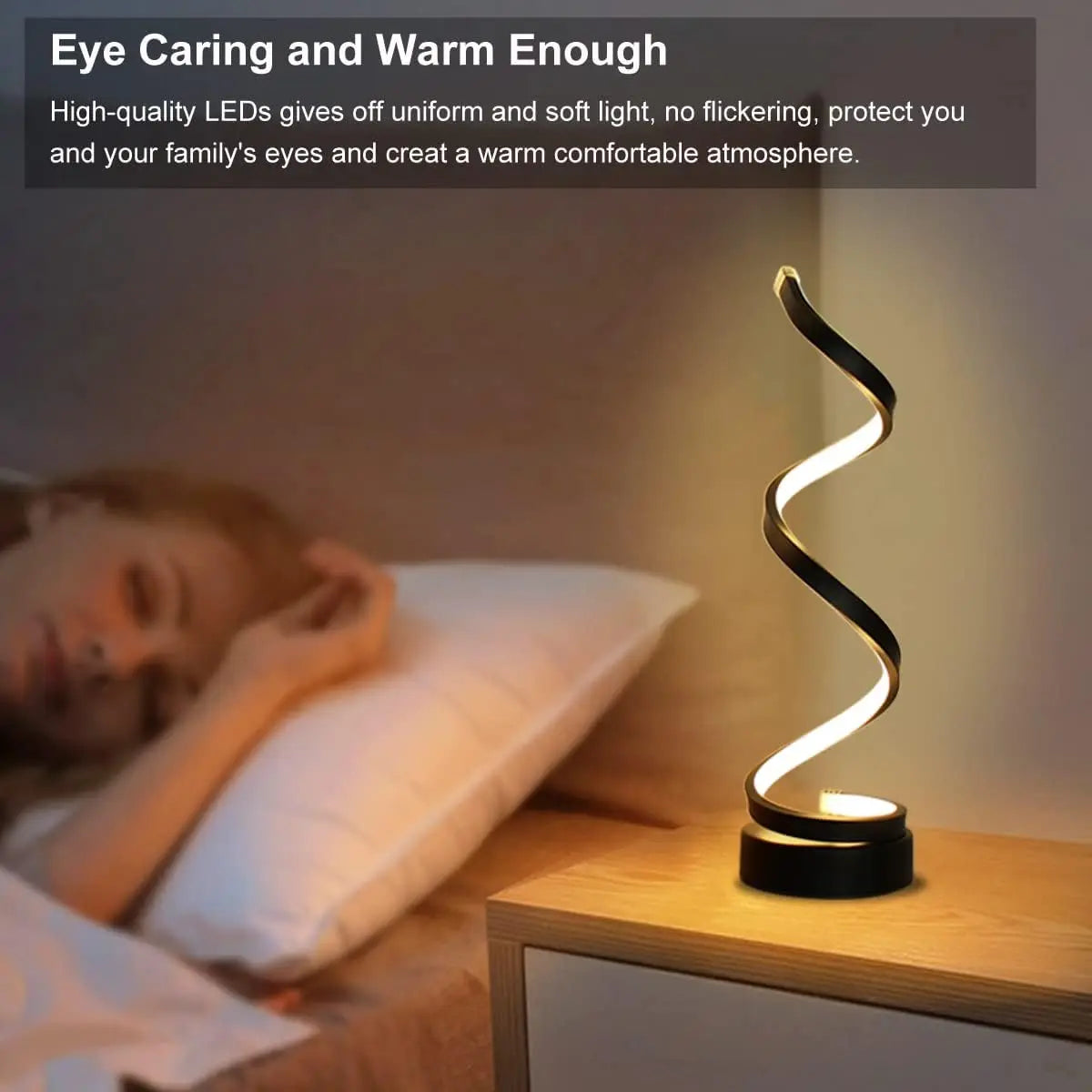 LED Table Lamp Modern Minimalist Dimmable Spiral Table Lamp 3 Color RGB Bedside Lamp Desk Light for Bedroom Living Room Office