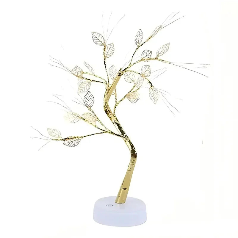 36 LED Pearl Gold Leaf Tree Light USB/Battery Tabletop Lamp for Bedroom Living Room Decorfor New Year Christmas Halloween