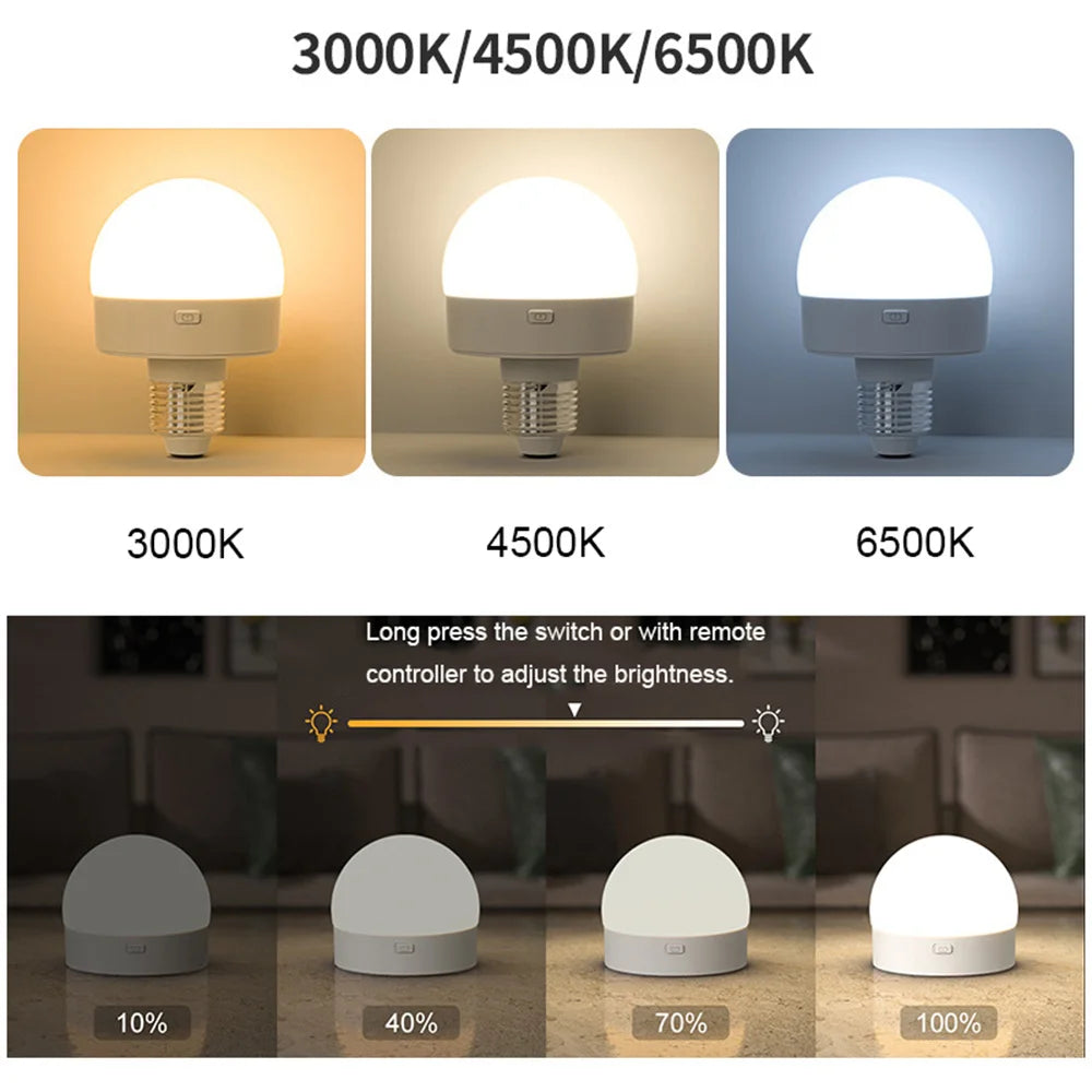 WW NW CW 3 Colors Led Cabinet Light E26/E27 Base USB Rechargeable Reading Lamp for Bedroom,Foyer