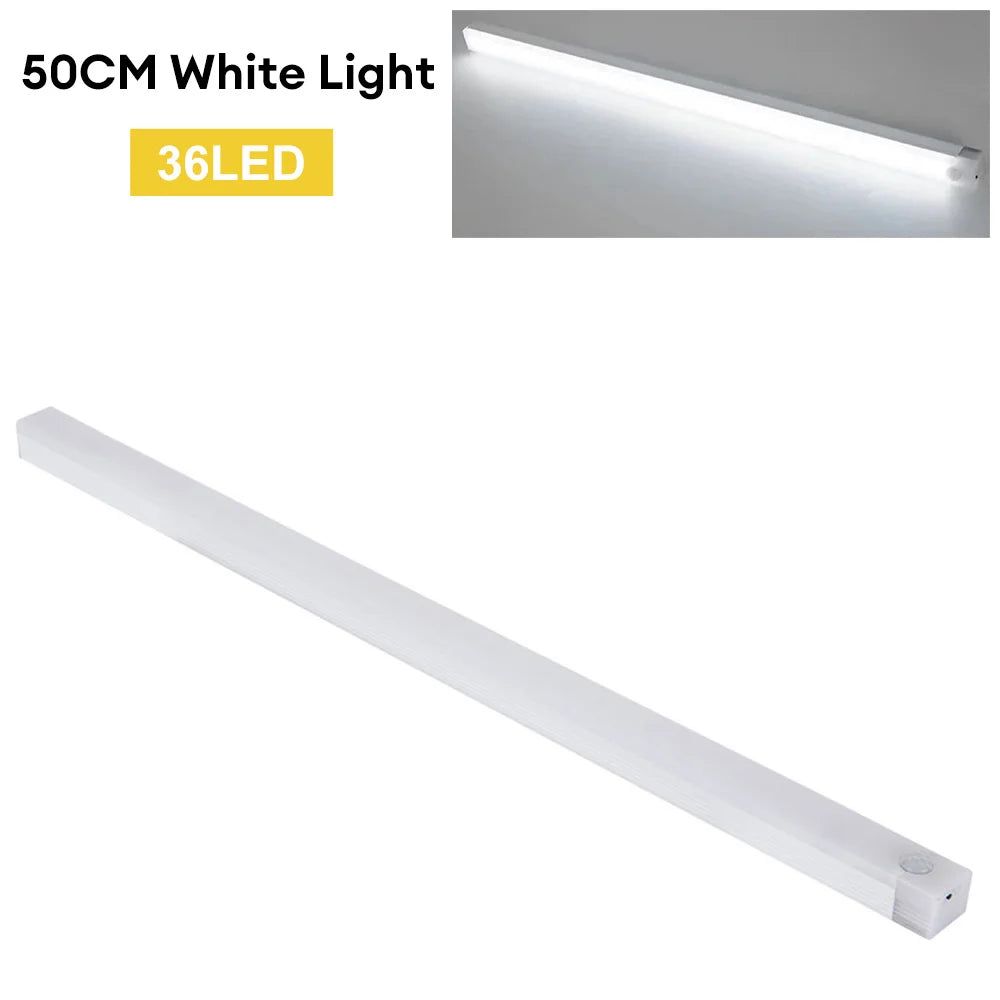 LED Sensor Light Bar 20/30/50CM Magnetic Mounted Rechargeable Motion Sensor Night Light Warm/White Light for Closet Wardrobe