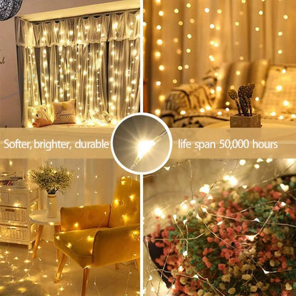 300 LED Window Curtain String Light Wedding Party Home Garden Bedroom Outdoor Indoor Wall Decorations