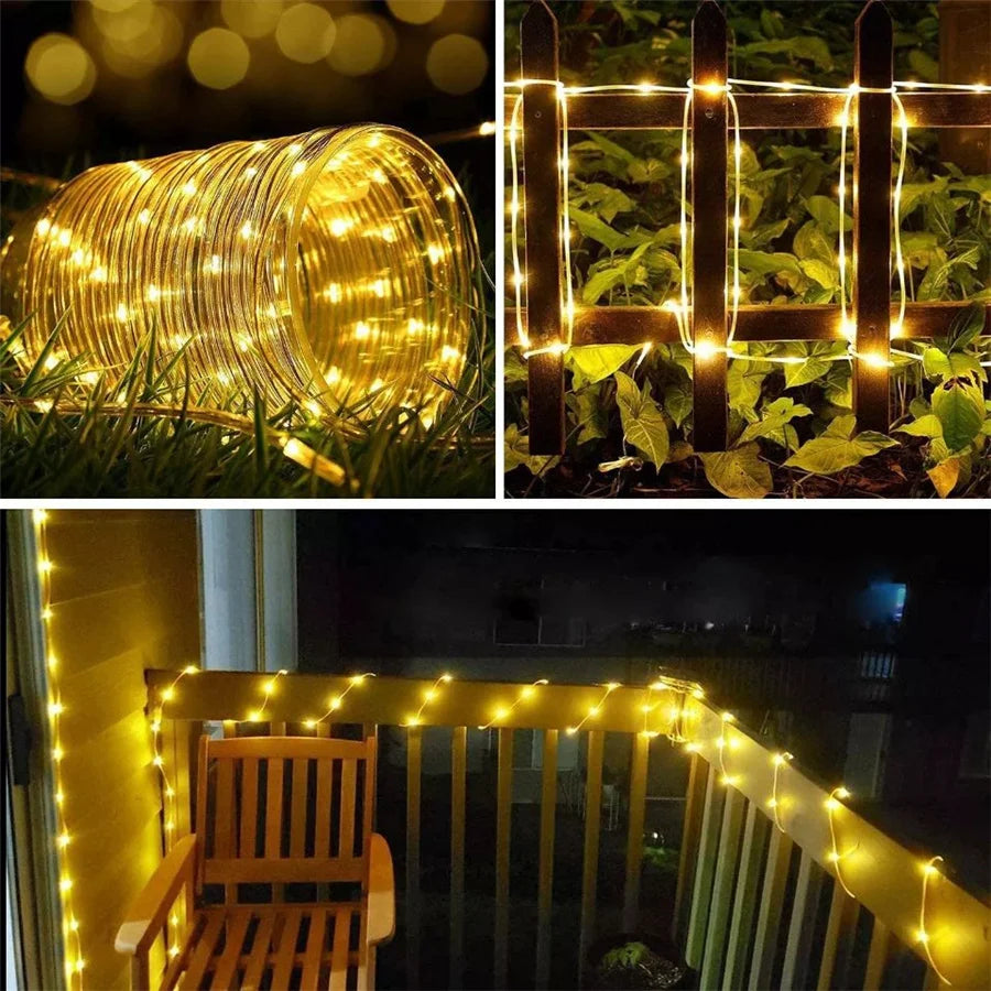 Waterproof Garland 200/300LEDs Tube String Lights Outdoor 8 Modes Christmas Fairy Lights for Garden Party Wedding New Year Decor