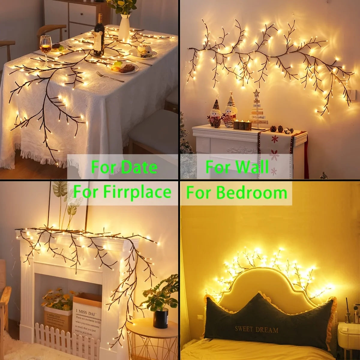 LED Bendable Willow Vine Lights White Birch Tree Light Camping Party Festival Perfect Gift For Birthday Christmas Hal