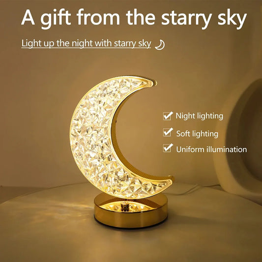 Moon Desk Lamp, Touch Controlled Three Color Gift Desk Lamp, Bedroom Bedside Decorative Atmosphere Desk Lamp