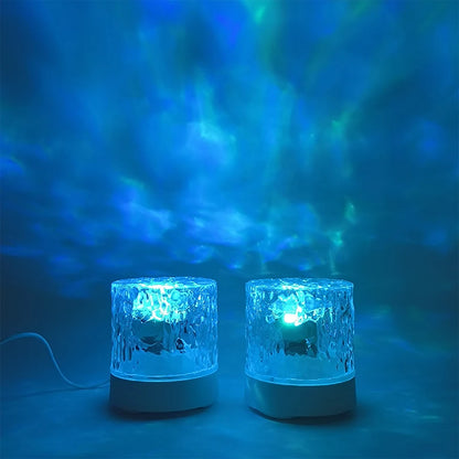 MARPOU Night Light dynamic water ripple projector Table Lamp RGB Dimmable for Bedroom Bedside Game Room Gift Water Crystal Lamp