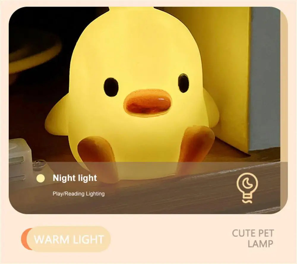 LED Night Desk Lamp Cute Duck Lights Stitch Lampara Cartoon Bedside Decor Kids Nightlight Birthday Gift Jellyfish Lantern Lovely