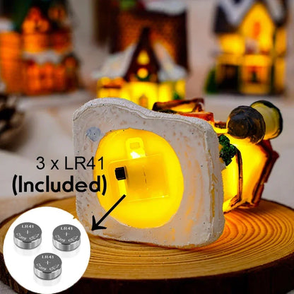 Zilvix Christmas Decoration 2024 New Year Night Light LED Snow House Sculpture Home Resin Crafts Xmas Ornaments Gift for Kids