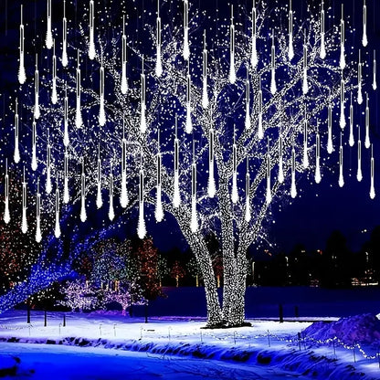 Christmas Lights Outdoor Icicle Lights Snowfall Meteor Shower Rain Light Christmas Decoration Falling Drop String Light 8 Tubes