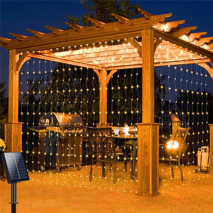 Solar Curtain Light LED Outdoor Waterproof 300leds Garland Decoration String Lights Yard Christmas  Fairy Garland String Lights