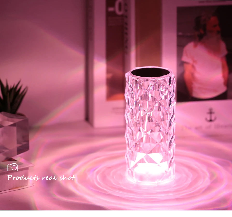 16 Colors Touch Remote Diamond Rose LED Crystal Lamps