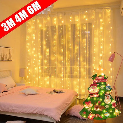 6M USB LED Curtains Festoon Led Light Garlands Christmas Lights Christmas Decorations 2024 String Lights New Year Street Garland