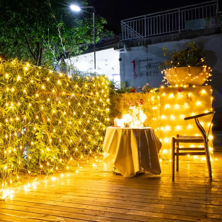 1.5x1.5M 3x2M 6x4M LED Net Mesh Fairy String Light Garland Window Curtain Christmas Fairy Light Wedding Party Holiday Light