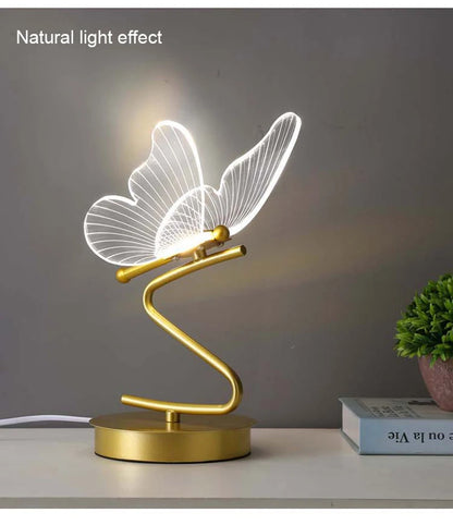 Nordic LED Table Lamps Indoor Lighting Switch Button Bedroom Bedside Living Room Restaurant Home Decoration Butterfly Desk Lamp