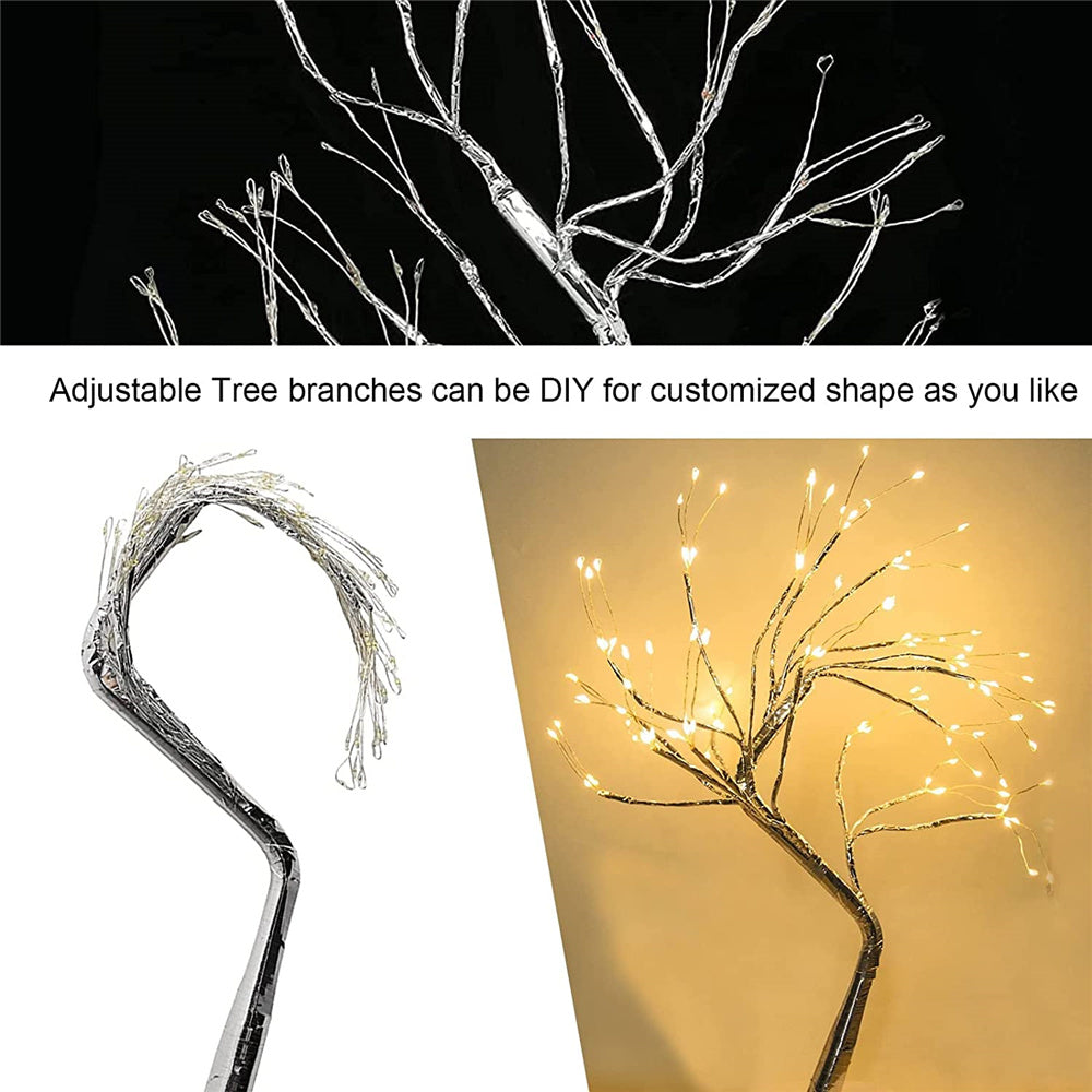 Fairy Tree Table Lamp Battery/USB Copper Wire 108 LED Fire Decorative Desk Night Light Home Bedroom Gifts Christmas Decoration