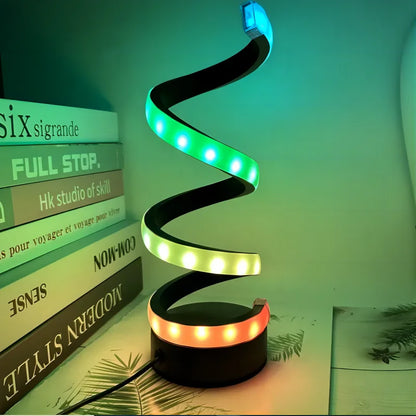 LED Table Lamp Modern Minimalist Dimmable Spiral Table Lamp 3 Color RGB Bedside Lamp Desk Light for Bedroom Living Room Office