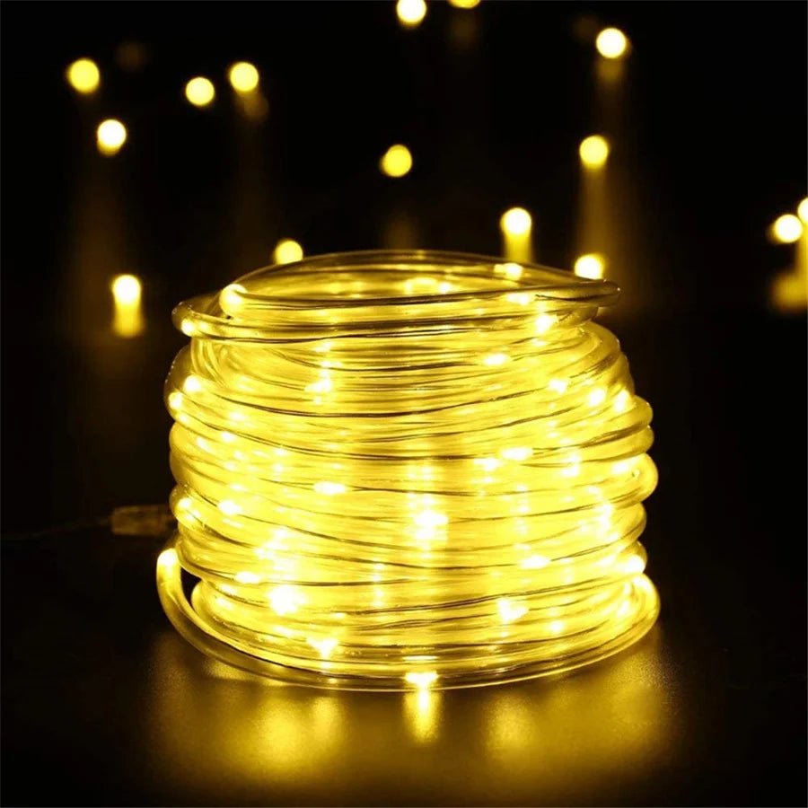 Waterproof Garland 200/300LEDs Tube String Lights Outdoor 8 Modes Christmas Fairy Lights for Garden Party Wedding New Year Decor