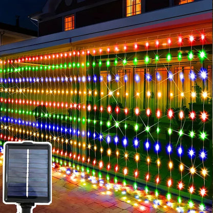 Solar Powered Curtain Lights Outdoor Waterproof  Decoration 8 Lighting Modes Curtain Fairy Lights Garden Christmas Decor Lights