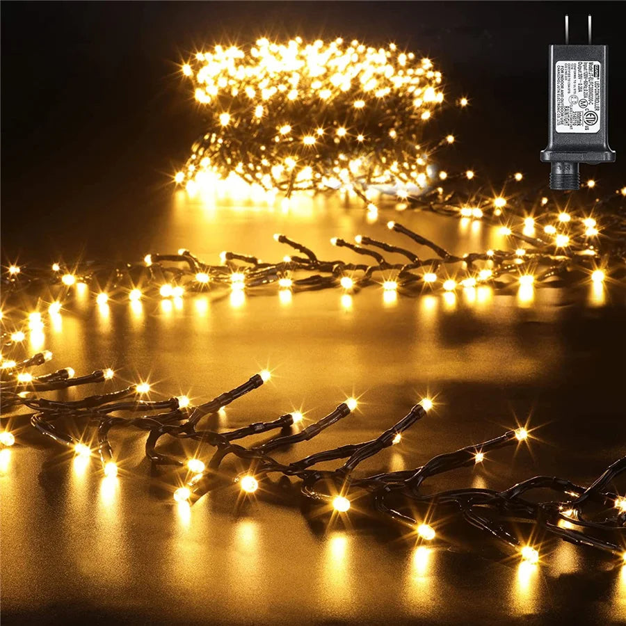 1000/1500LED EU Plug Christmas Firecrackers String Lights Outdoor Waterproof Garden Fairy Lights for Party Wedding Garland Decor