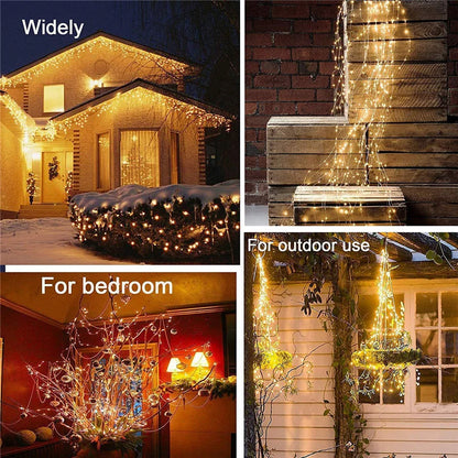 New 100/200LED Copper Wire Tree Vine Waterfall String Lights DIY Christmas Garland Fairy Lights for Party Wedding Holiday Decor