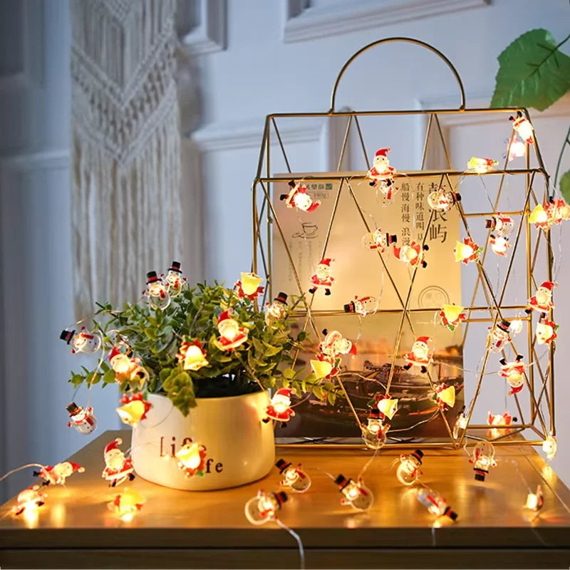 2M 20LED Lights Fairy String Santa Claus Snowflake Battery Powered For Home Living Room Garden Christmas Decorative Garland Lamp