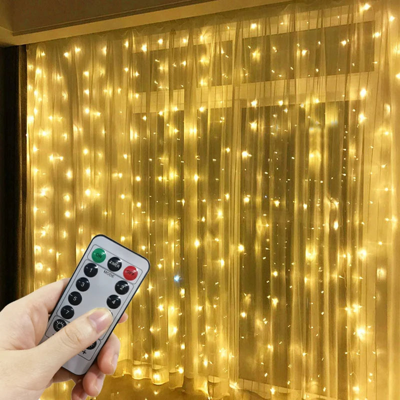 3/6M USB LED String Light 8 Mode Remote Christmas Fairy Garland Curtain Light Decor For Home Holiday Decorative New Year Lamp