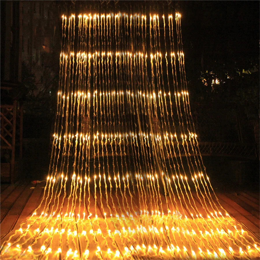 Christmas LED Waterfall Curtain Icicle Fairy String Lights 3x2M/3x3M LED Garland Lights for Home Party Wedding Background Decor