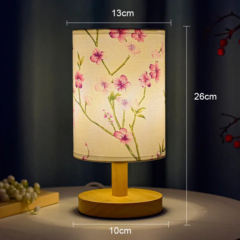 LED Square Decoration Table Lamps Simple Chinese Style Dimmable EU Plug Night Light Fabric Lampshade Bedroom Bedside Lights